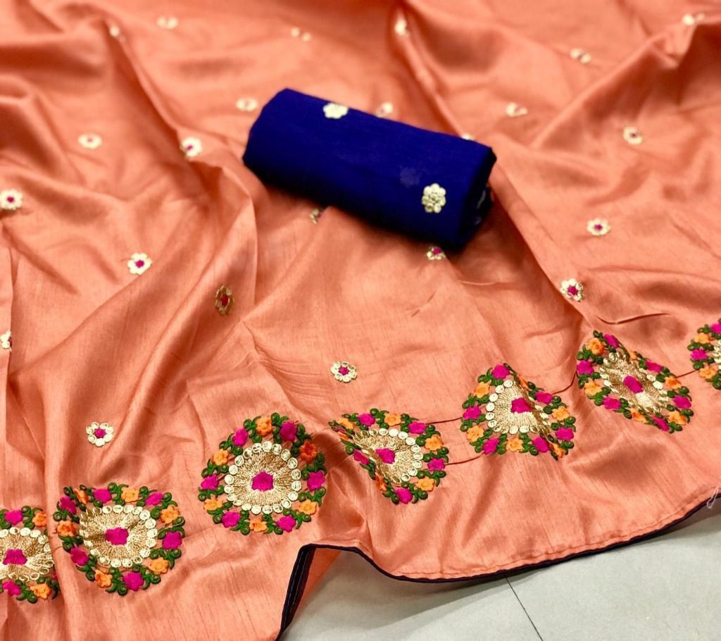 Resham Silk Sarees - Cream Orange