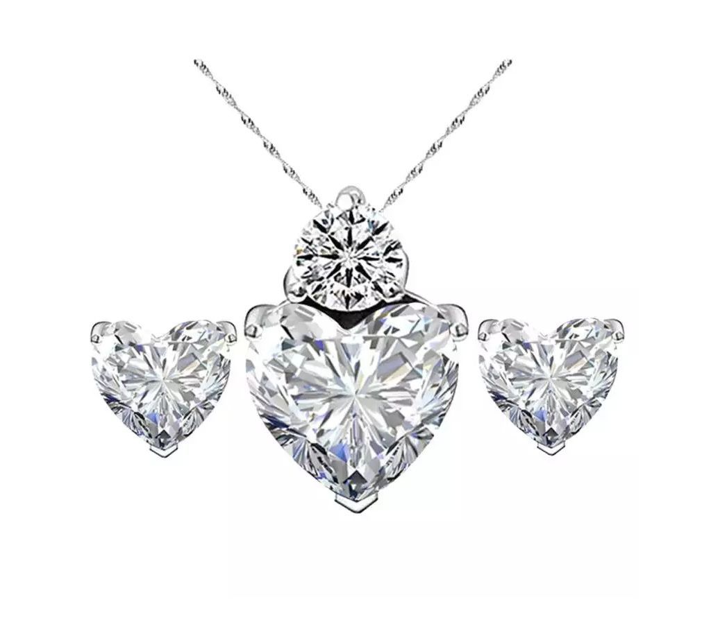 Elegant Cubic Zircon Jewelry Sets for Women Wedding Party Romantic Love Heart Necklace Earring African Beads Jewelry Sets