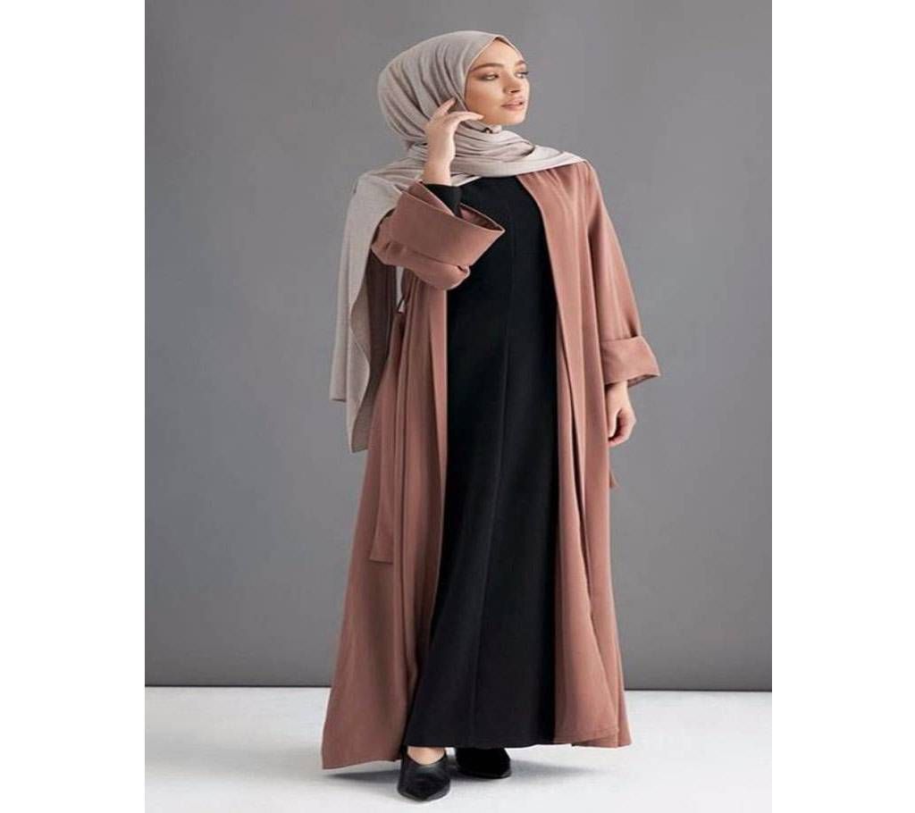 Coffee & Black Georgette/BMW Borka For Women