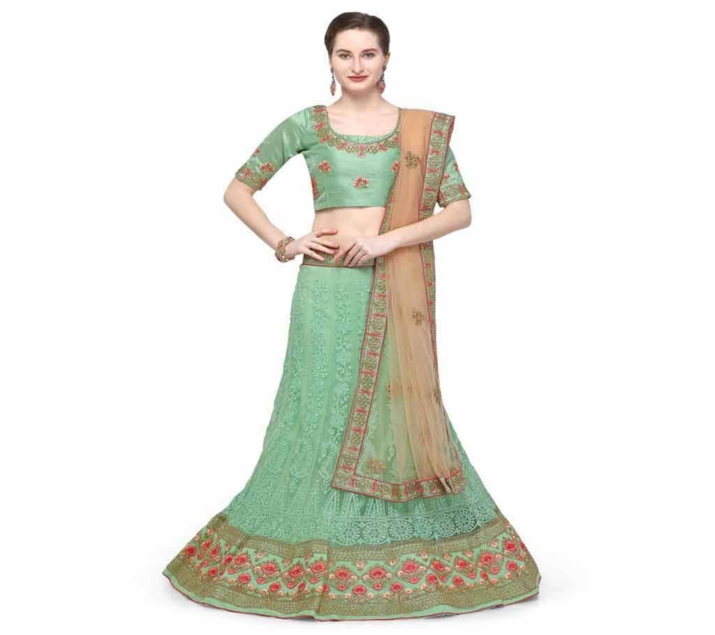 Unstitched Net Embroidered Lehenga Choli 2