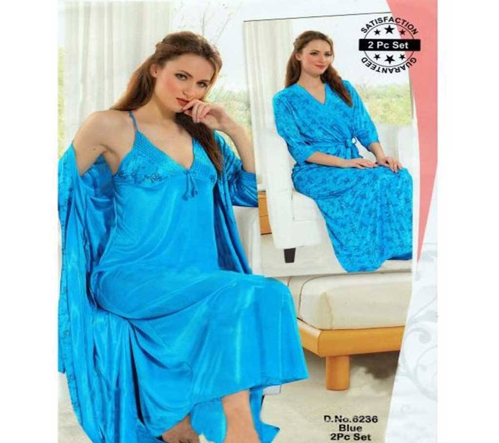 Fashionable Two Part Nighty-6236 Blue