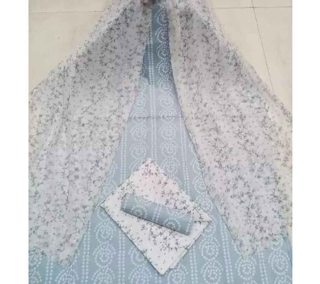 block print three piece for women 