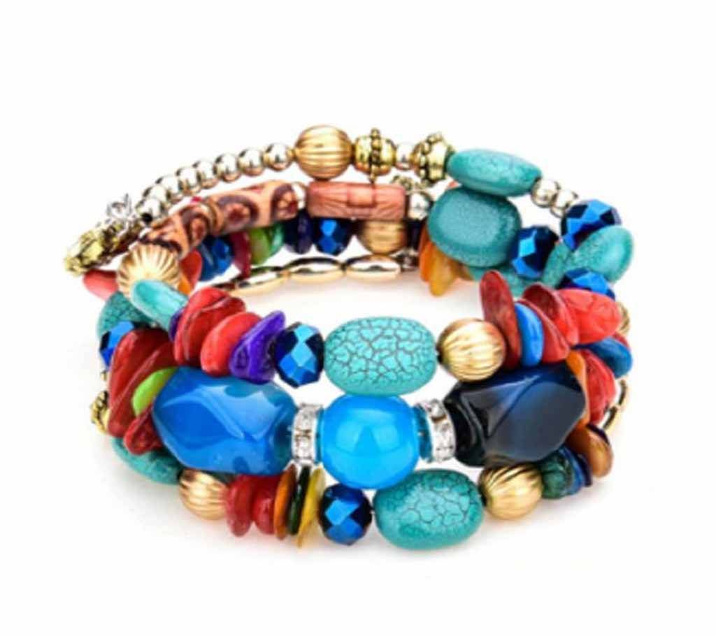 Girls Bracelet Natural Stone Beads Jewelry Multi Layer Charms Elastic Bracelets Bangles For Women Flower Pendant Bracelet Joyeria