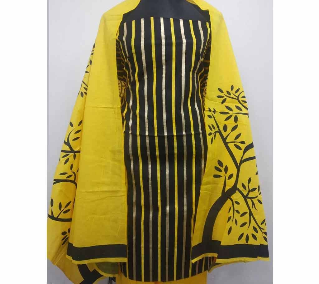 Unstitched Skin Print Salwar Kamiz Multi Color Stripe Three Piece 