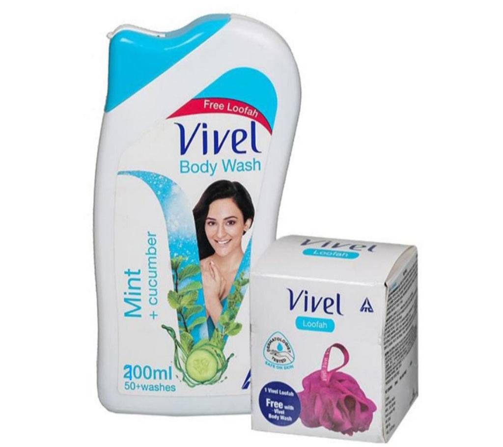 Vivel Mint Cucumber Body Wash (Free Loofah) 200 ml-India