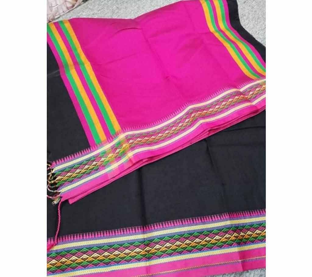 Half Silk Sharee - Black Purple 