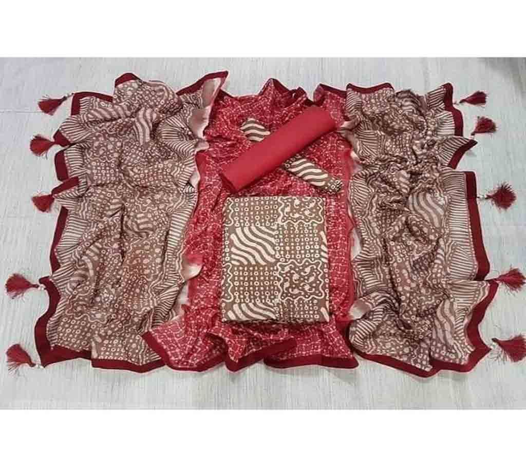 Bexi Voil Leach Vegetable Batik Three Piece For Women-9