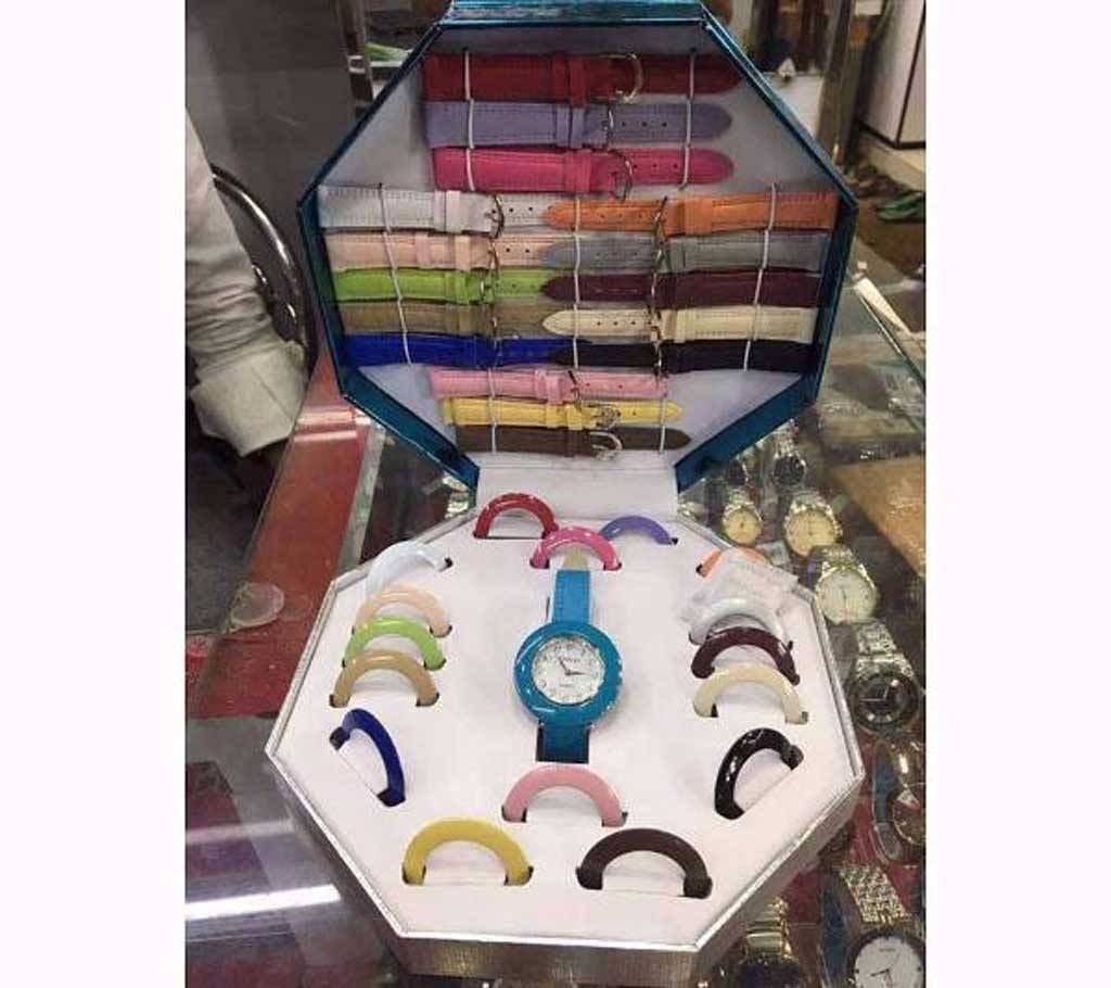 6 in 1 Multi-Channel Changeable Belt Ladies Watch