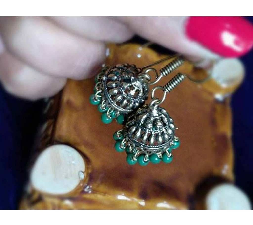 Antique finish Jaipuri Jhumka Earring