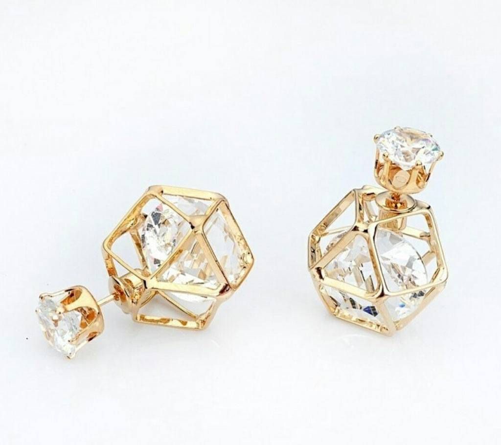Chia Fashion Hollow Geometric Gold Plated crystal earrings (by Pink Point - CHIA92)