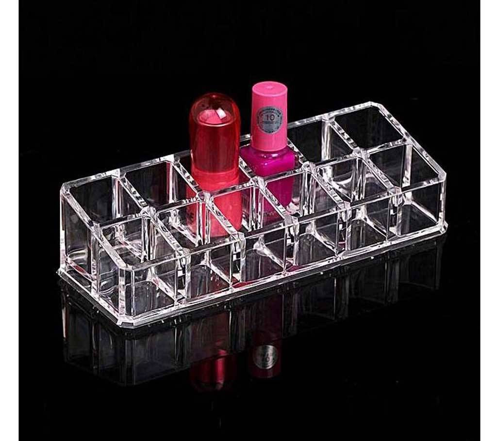 Clear Plastic Cosmetics Organizer Box - White