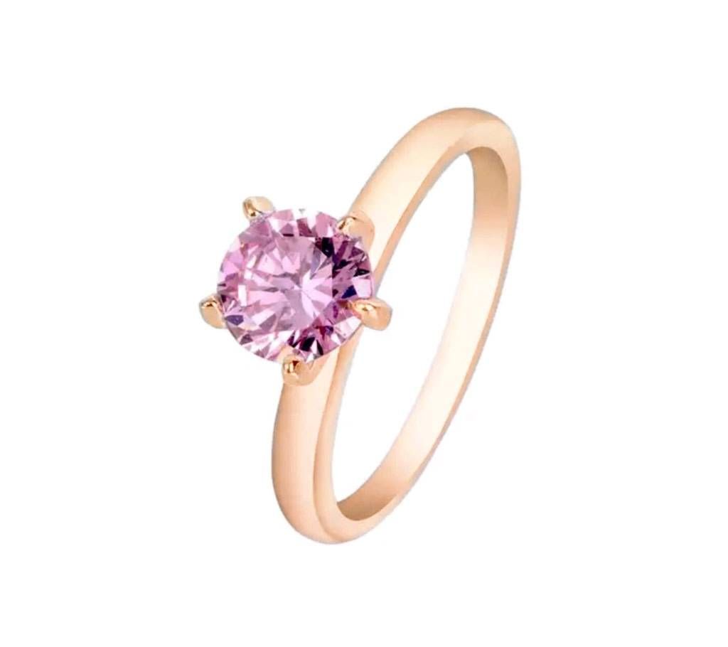 Rose Gold Pink Color Zircon Love Ring 