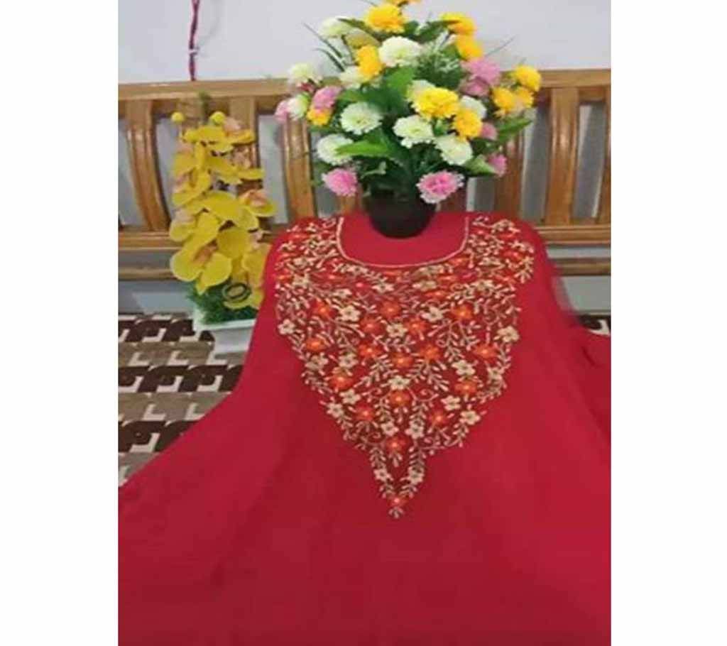 Unstitched Embroidery Work Stone Setting Georgette Kameez