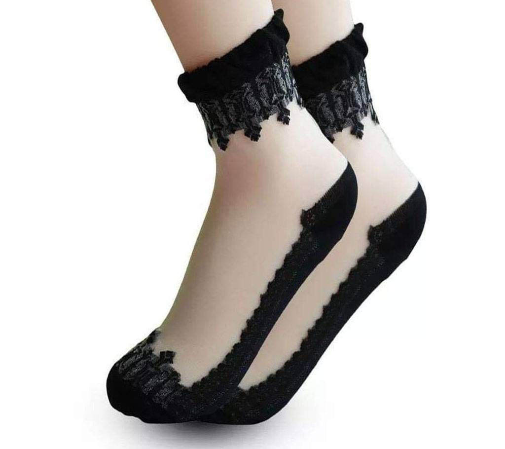 Transparent Crystal Lace Sock