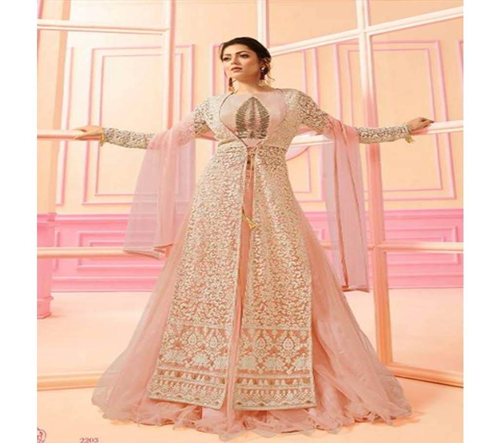 Ivory un-stitched georgette with embroidery Gown suit