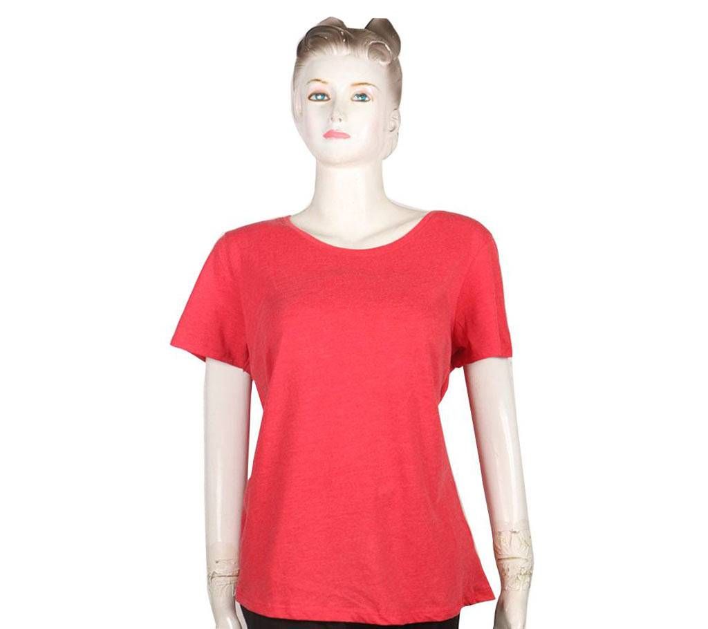 Ladies Half Sleeve Solid Color Cotton T-shirt