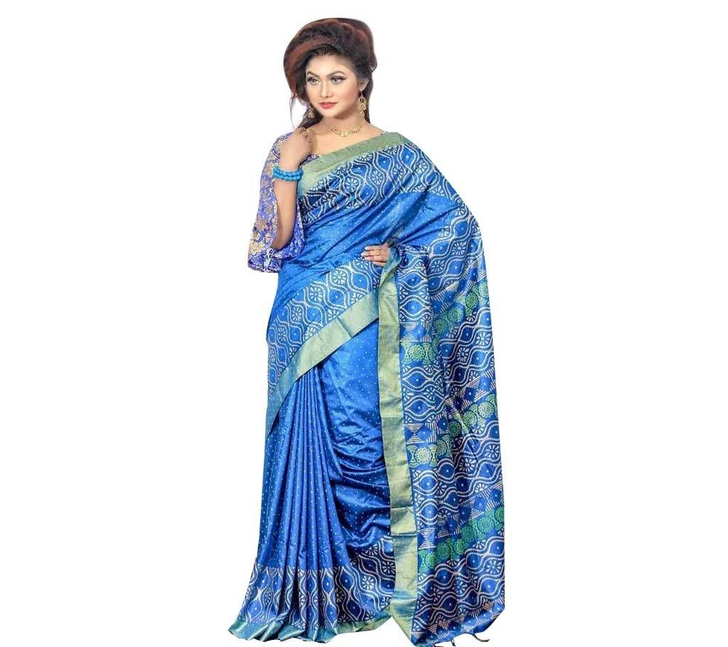 Block Work Half Silk Saree