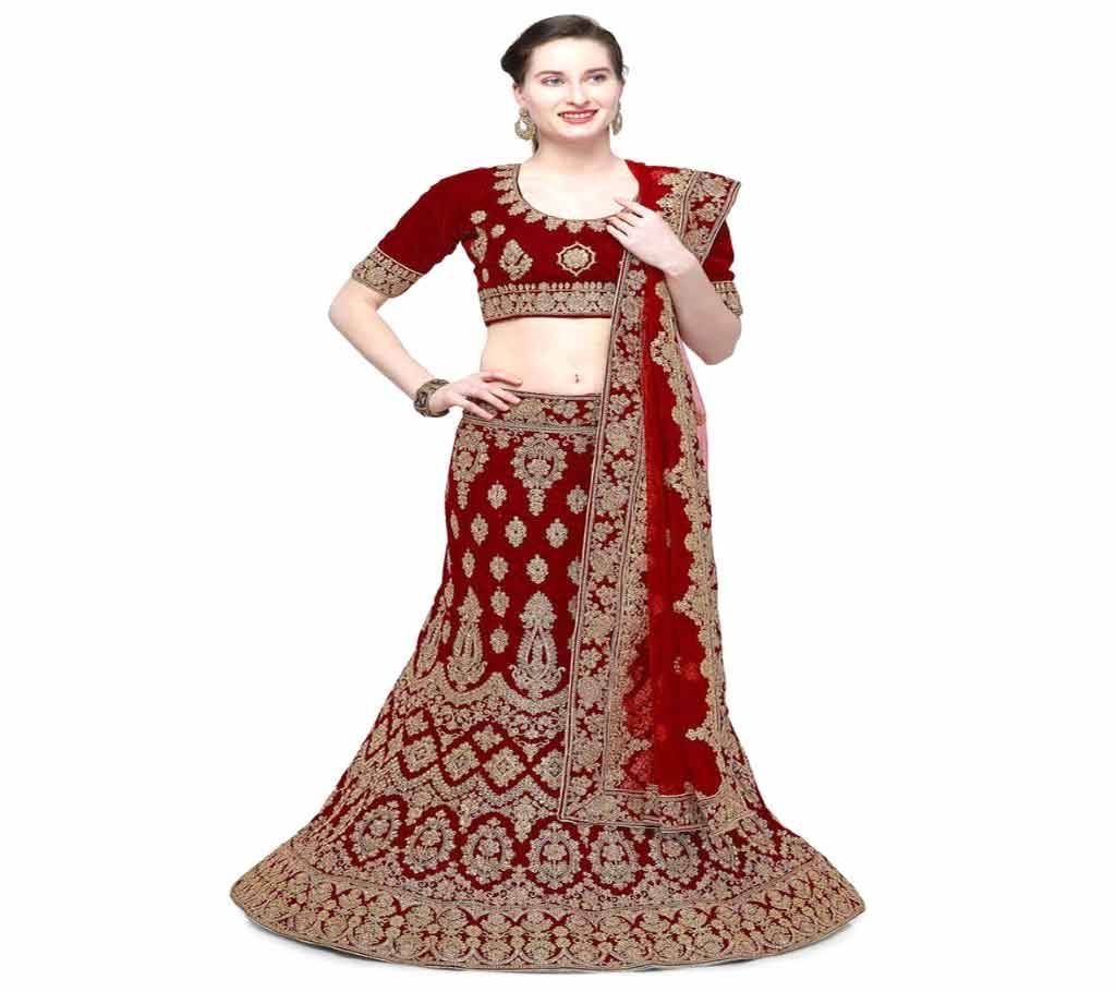 Unstitched Velvet Embroidered Lehenga Choli 1