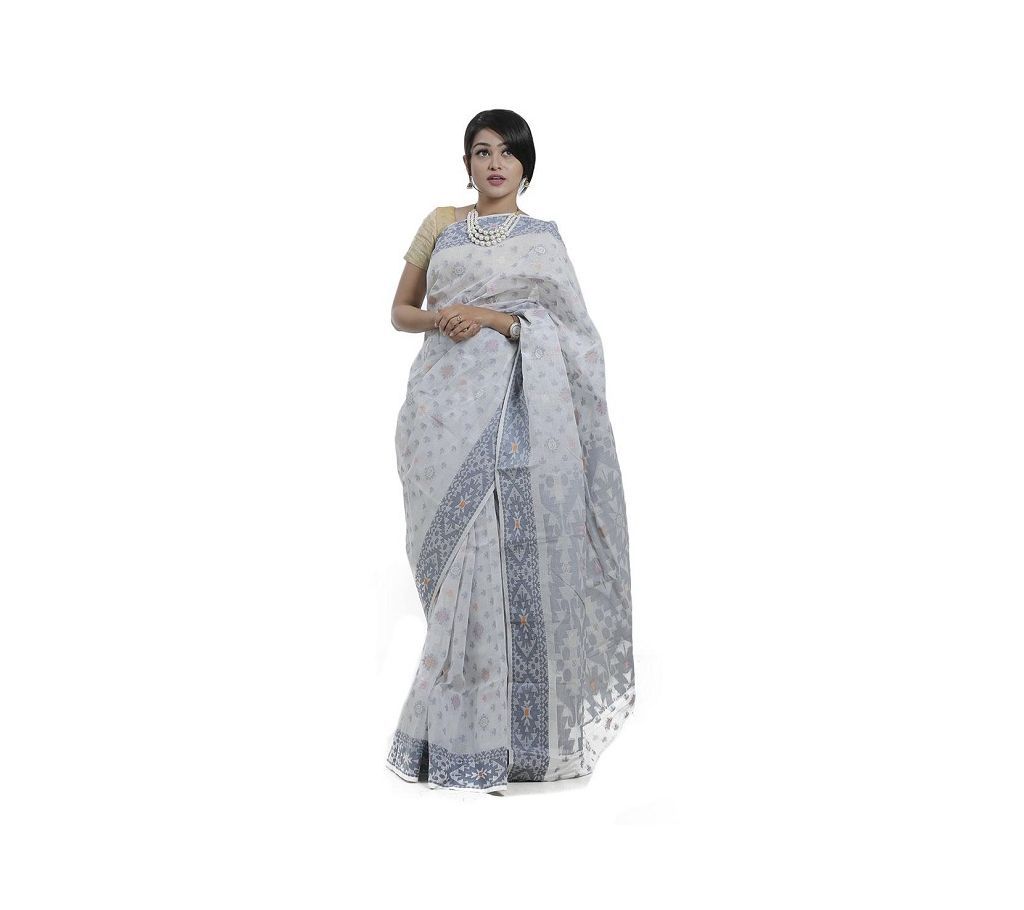 White Color Cotton Tangail Jamdani Saree