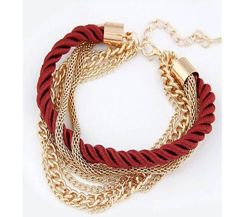 Multilayer Bracelet Exaggerated Gold Red
