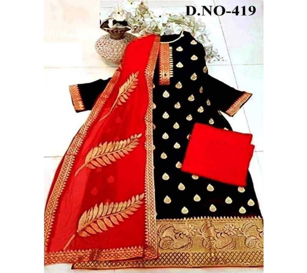 Unstitched Cotton Screen Printed Salwar Kamiz Three Piece 