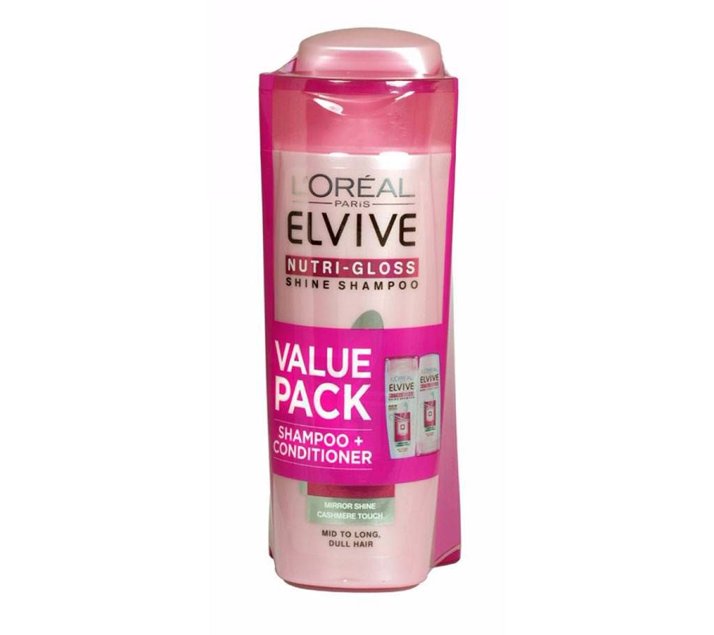 L'OREAL ELVIVE NUTRI-GLOSS SHINE Shampoo + Conditioner 