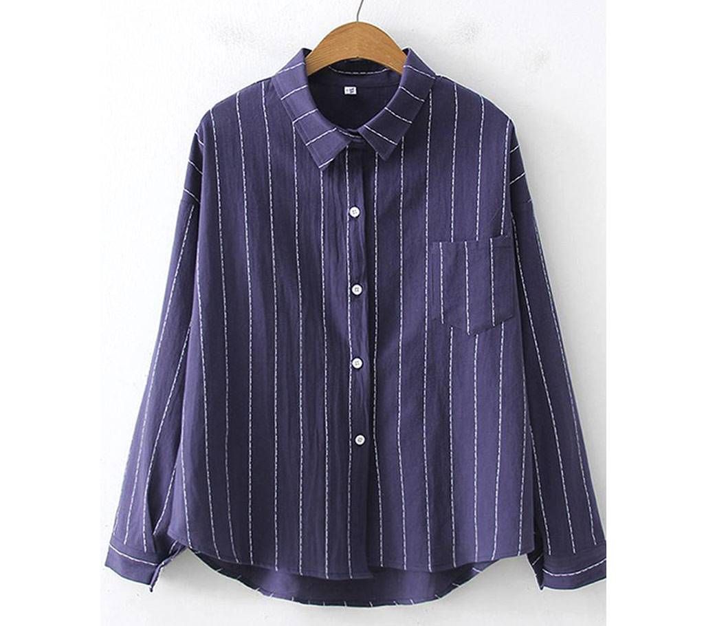 Long Sleeve Striped Korean Shirt for women  