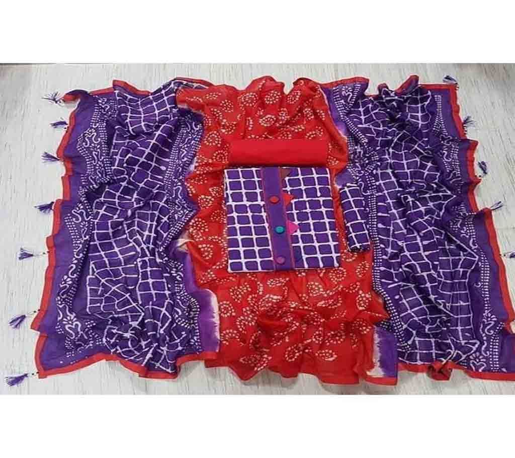 Unstitched Bexi Voil Leach Vegetable Batik Three Piece For Women-13