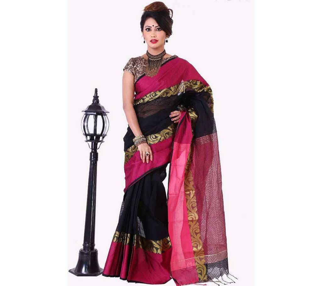 Black pure cotton sharee