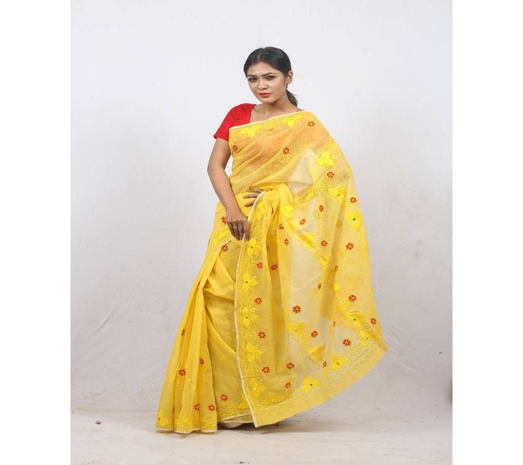 Hand Embroidery Saree -Yellow