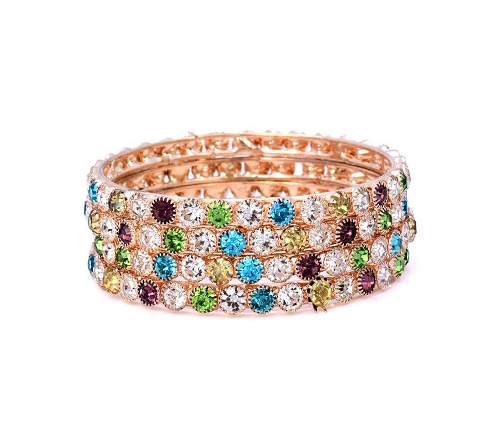 Indian Multi Color Stone Setting Bangles For Ladies (4 pcs)