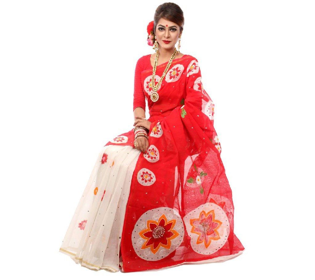 colorful boishakhi hand skin print sharee l