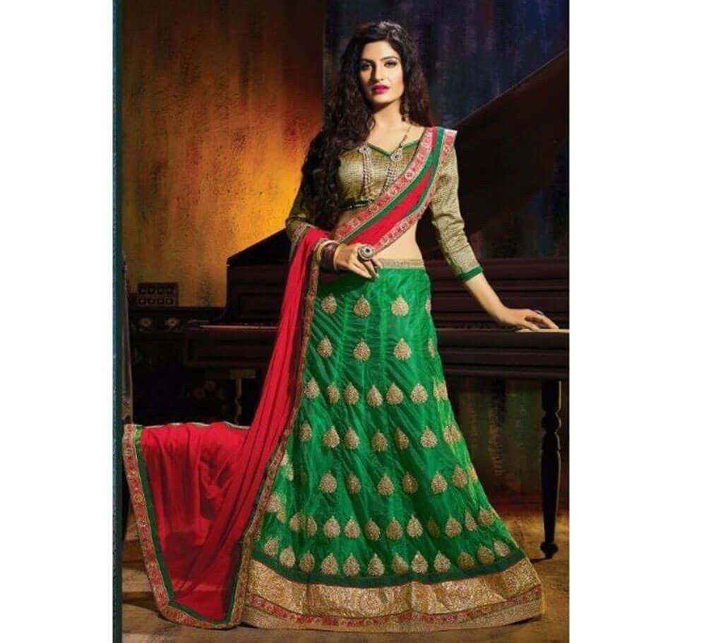 Unstitched Embroidery Silk Lehenga 