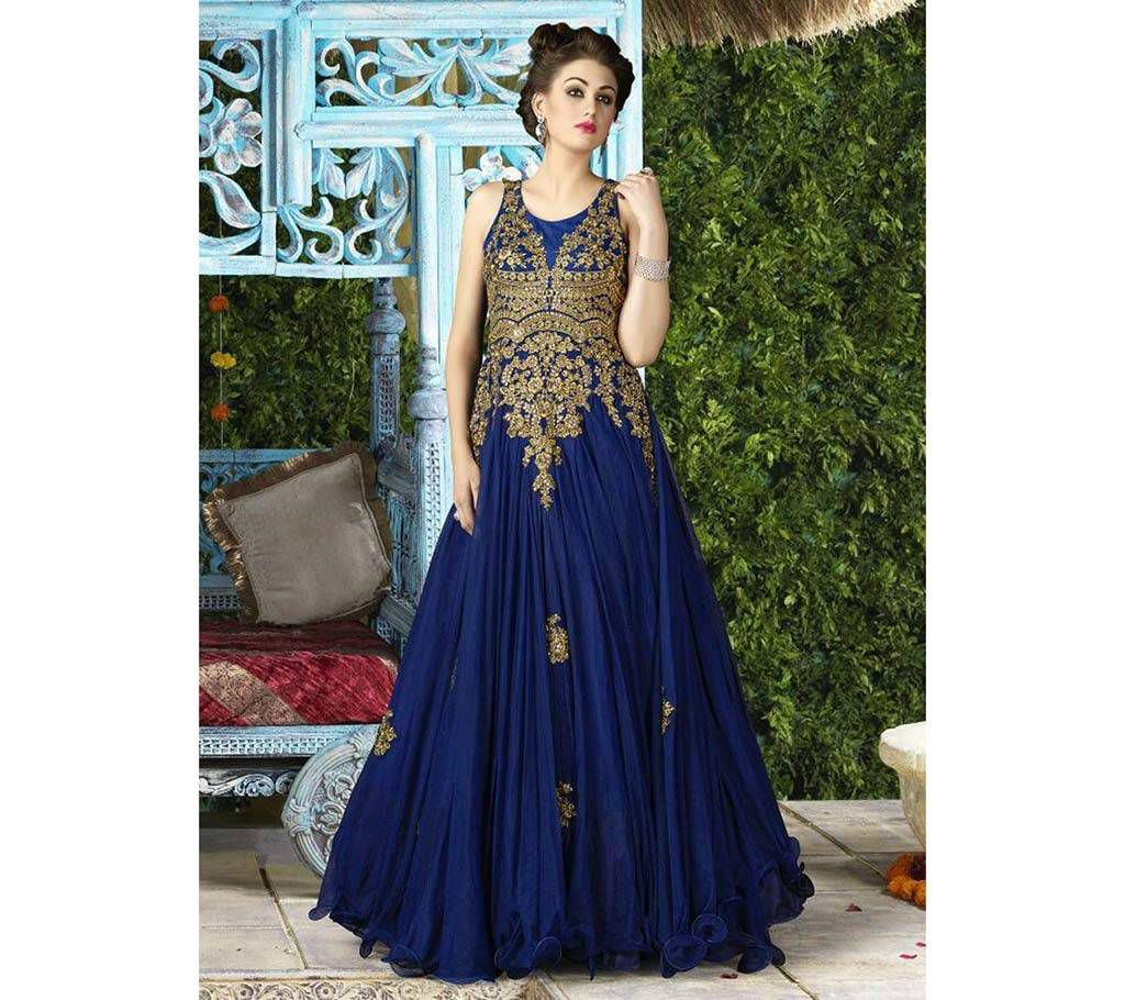 Semi stitched Georgette Embroidery Long party Dress - Copy