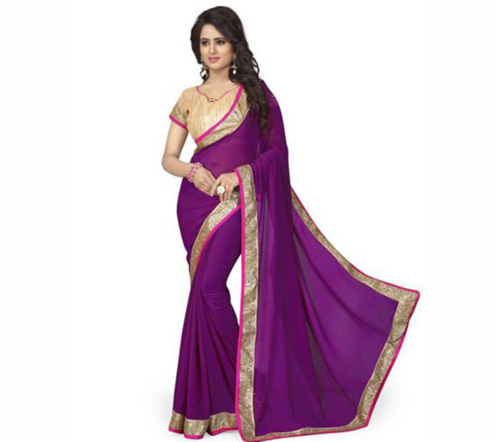 Indian violet Soft Georgette Saree