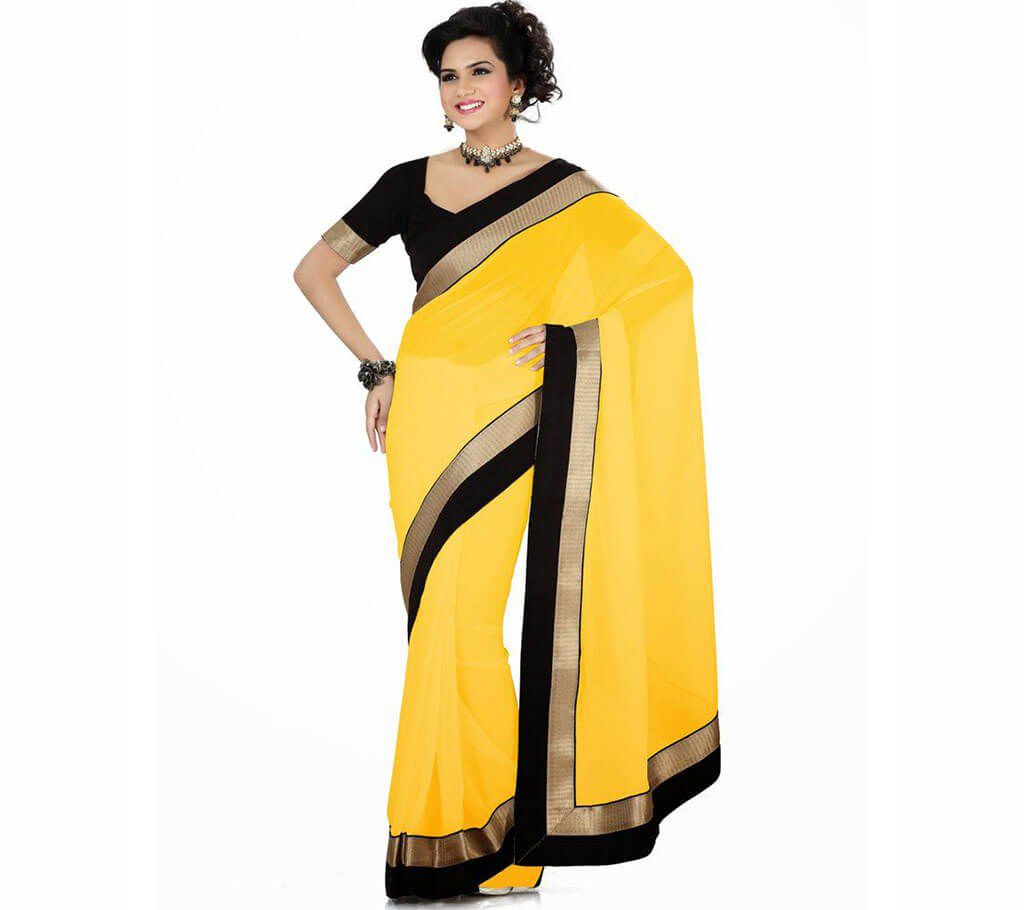 Indian yellow Soft Georgette Saree