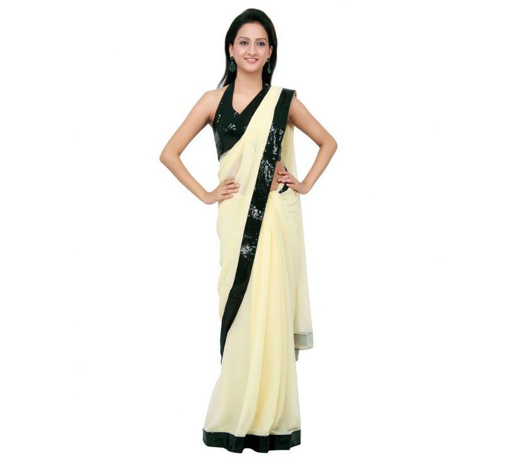 Indian OFF White Soft Georgette Saree