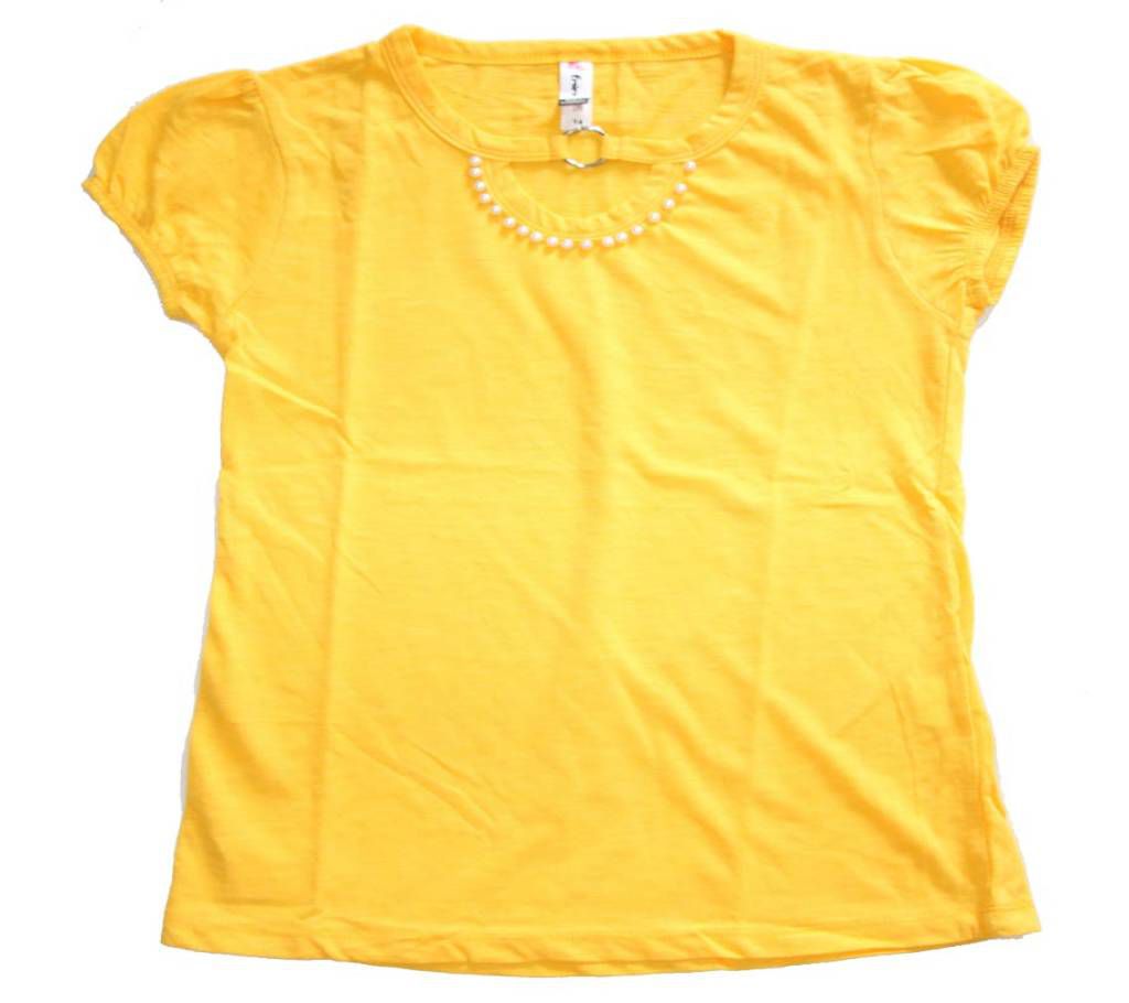 Yellow Stone Work Designer Baby Girls Tshirt