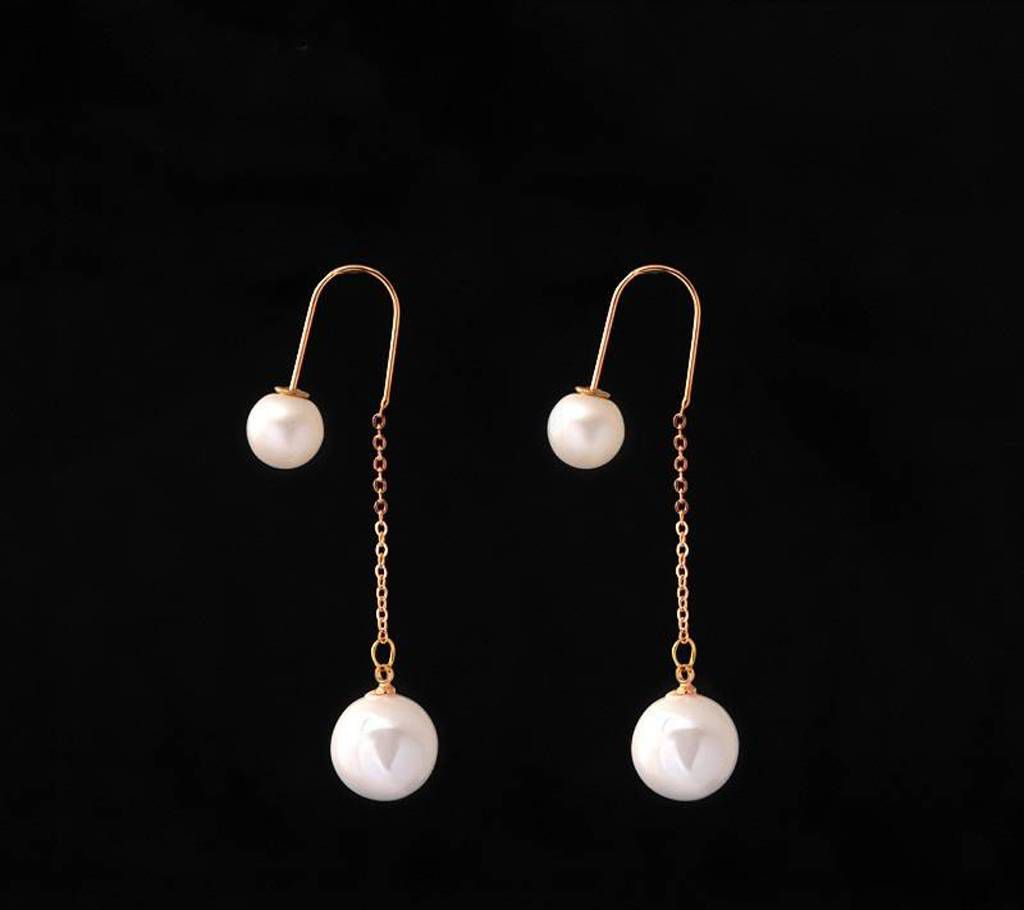Artificial pearl setting Ball shaped ear ring