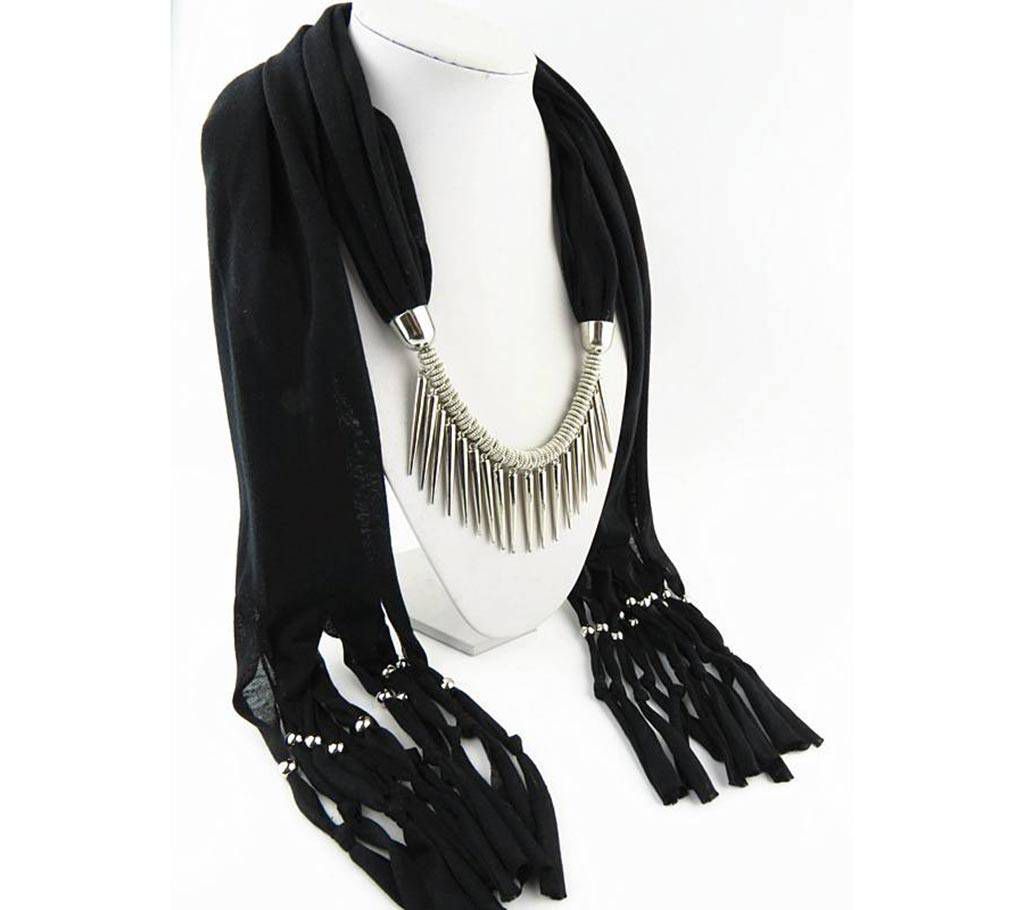 Ladies Scarf With Attached Necklace 