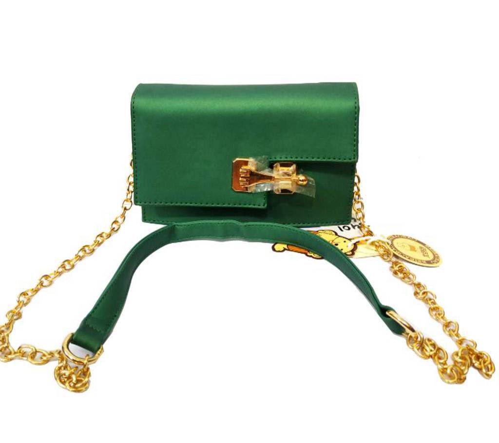 Dark Green Mini Artificial Leather Party Bag for Women