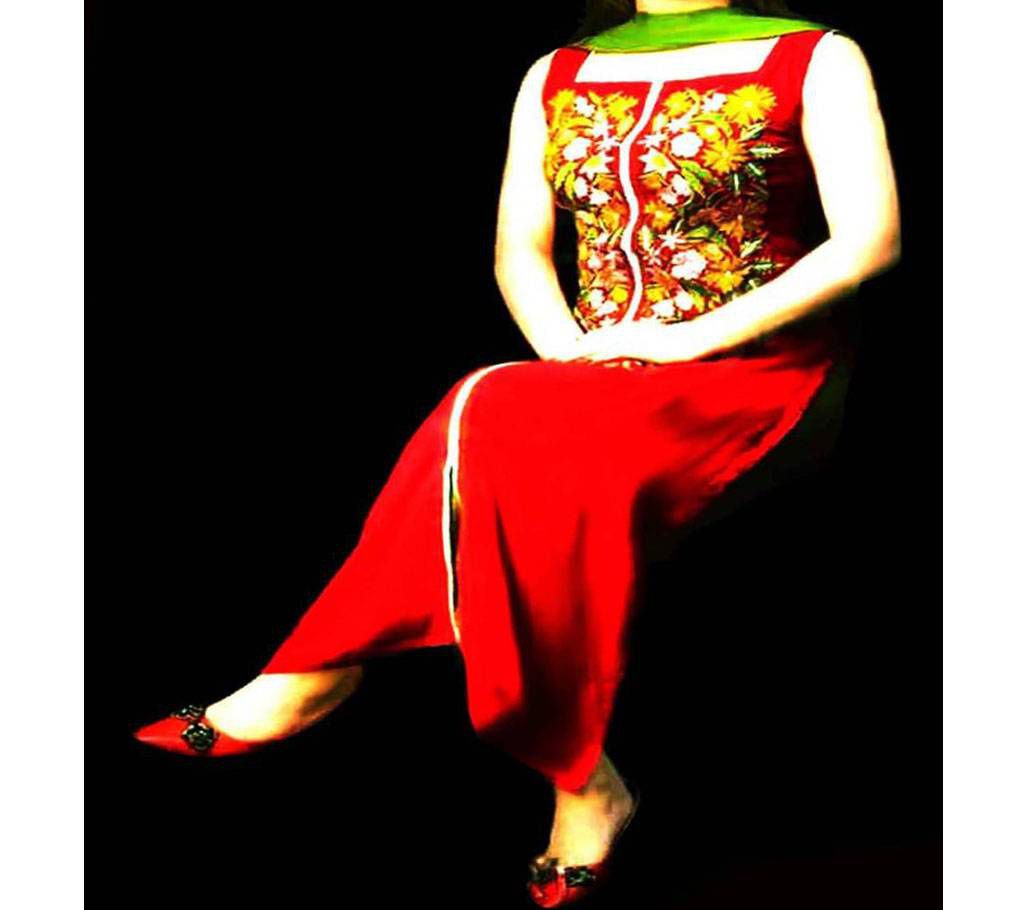 Unstitched Red Georgette Shalwar Kameez For Women