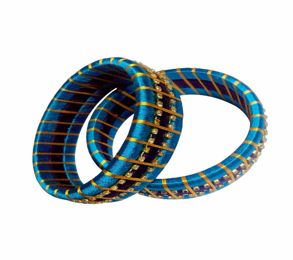 Blue & Purple Silk Thread Stone Chain Bangle for Women