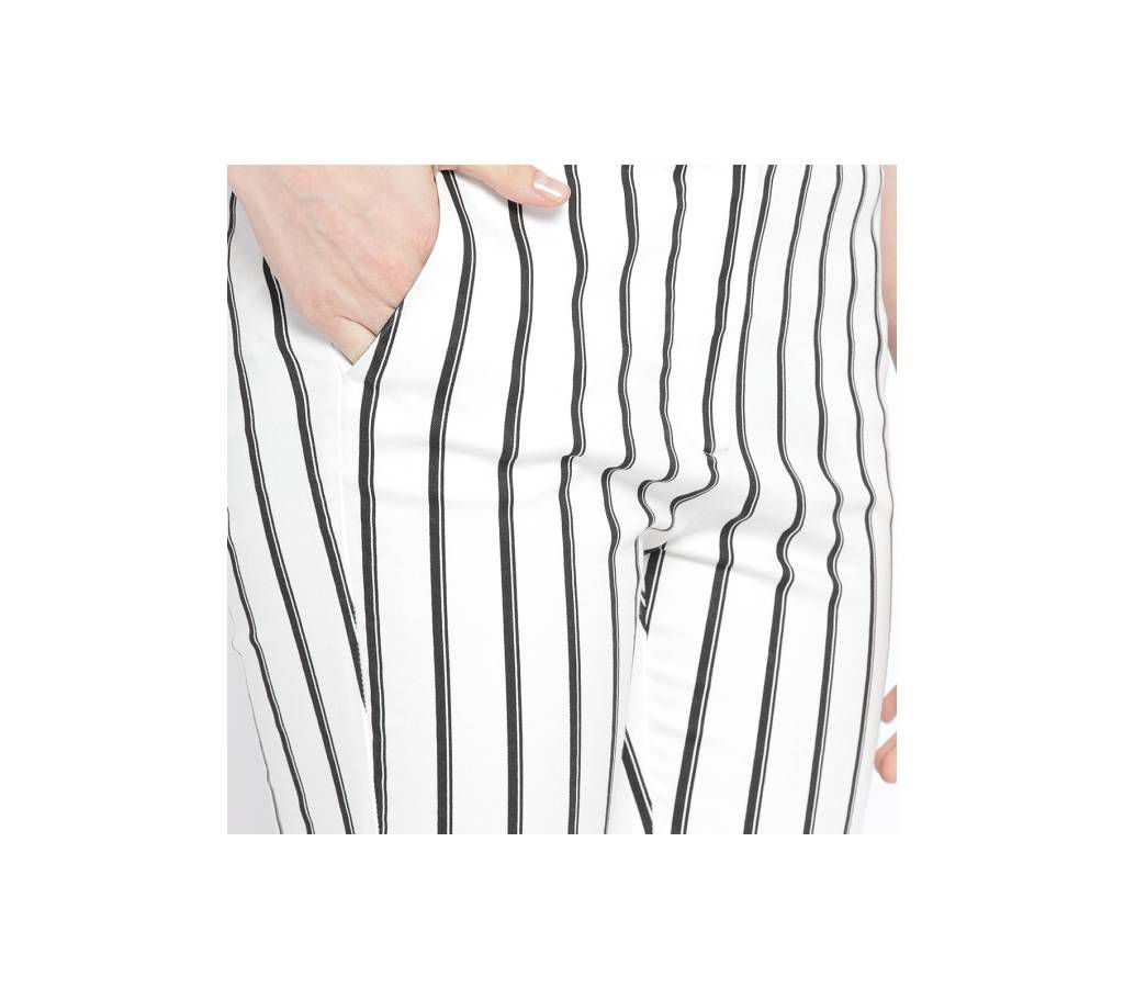 White & Black Striped  Regular Pant