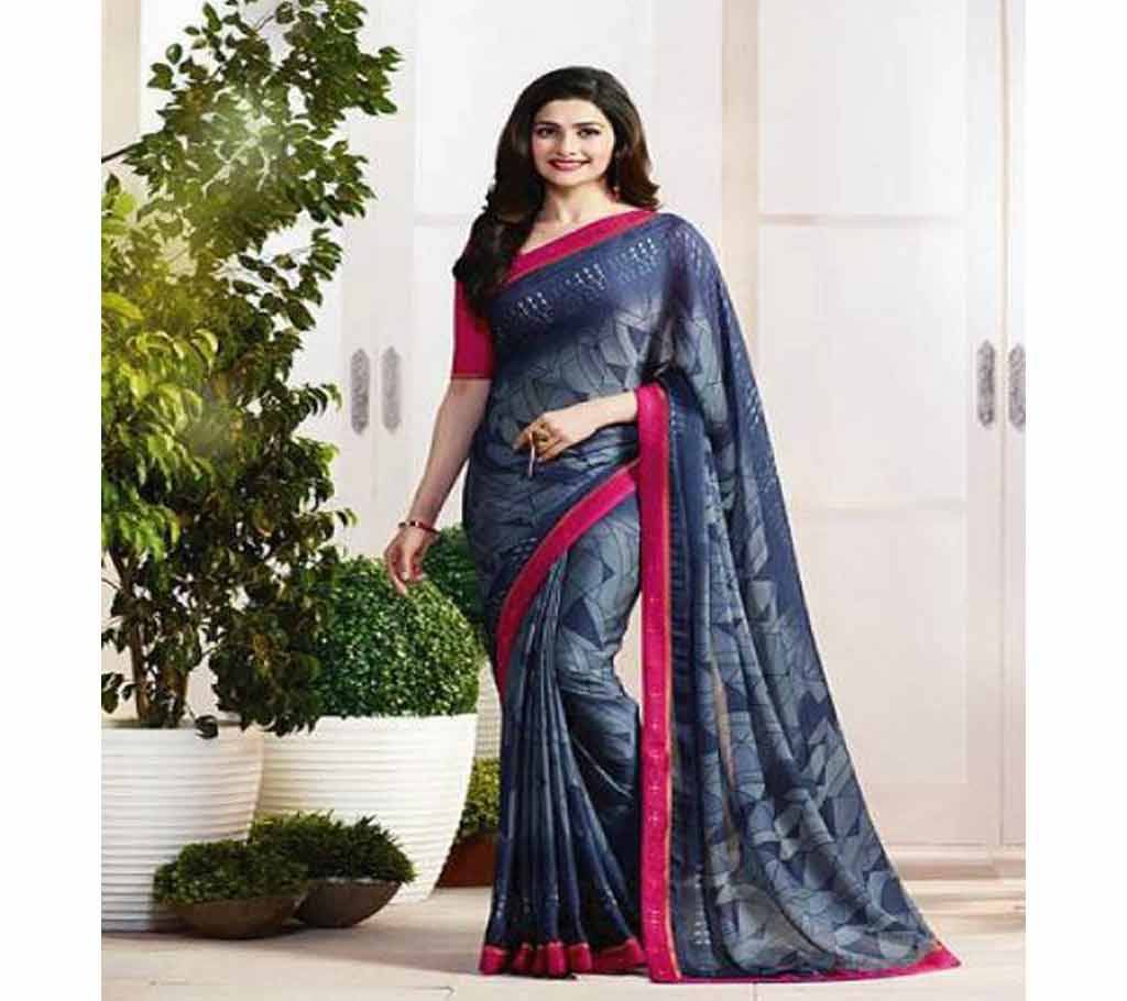 Vinay Indian Pure Satin Georgette Saree with Blouse Piece