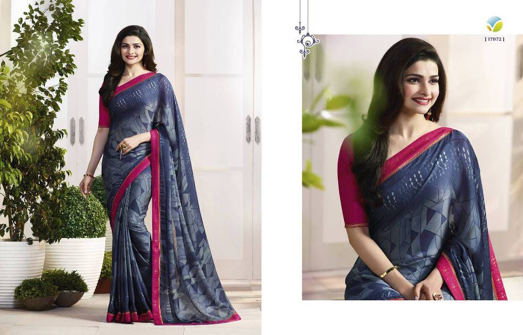 Vinay Indian Pure Satin Georgette Saree with Blouse Piece