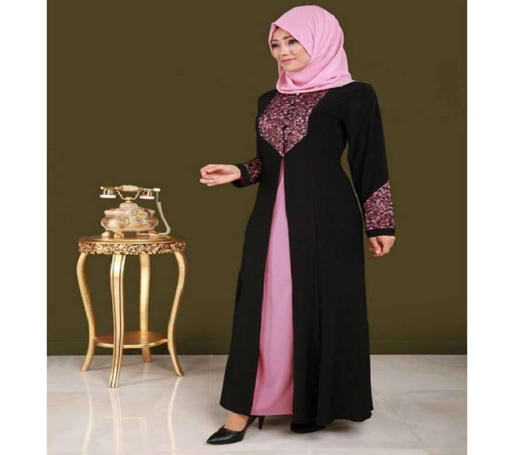 Black & Pink BMW/Shamu Silk Borka For Woman