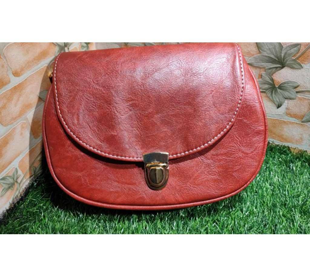 Red Color PU Leather Crossbody Saddle Bag