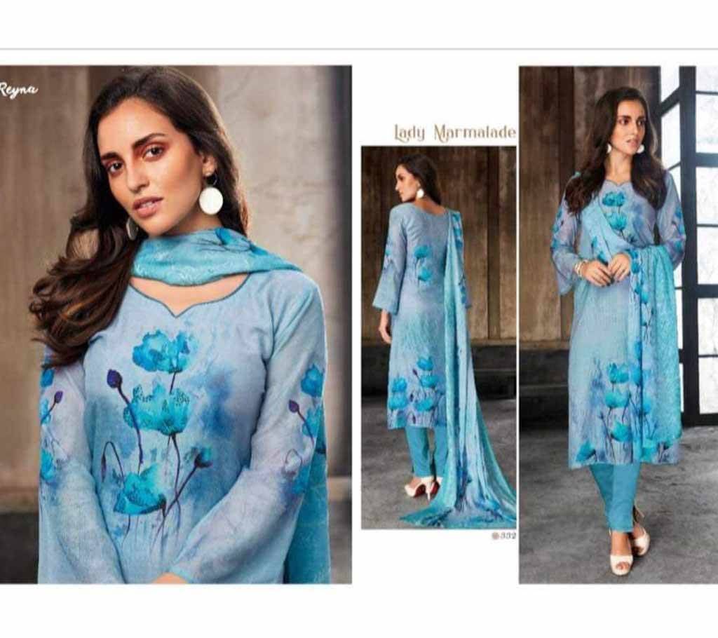 Unstitched Indian Catalog Cotton Three Piece Dress 