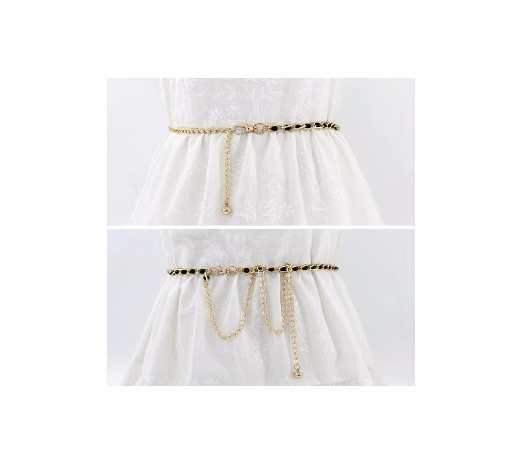 Ladies Pearl Metal Chain Waist Belt For Dress Decoration